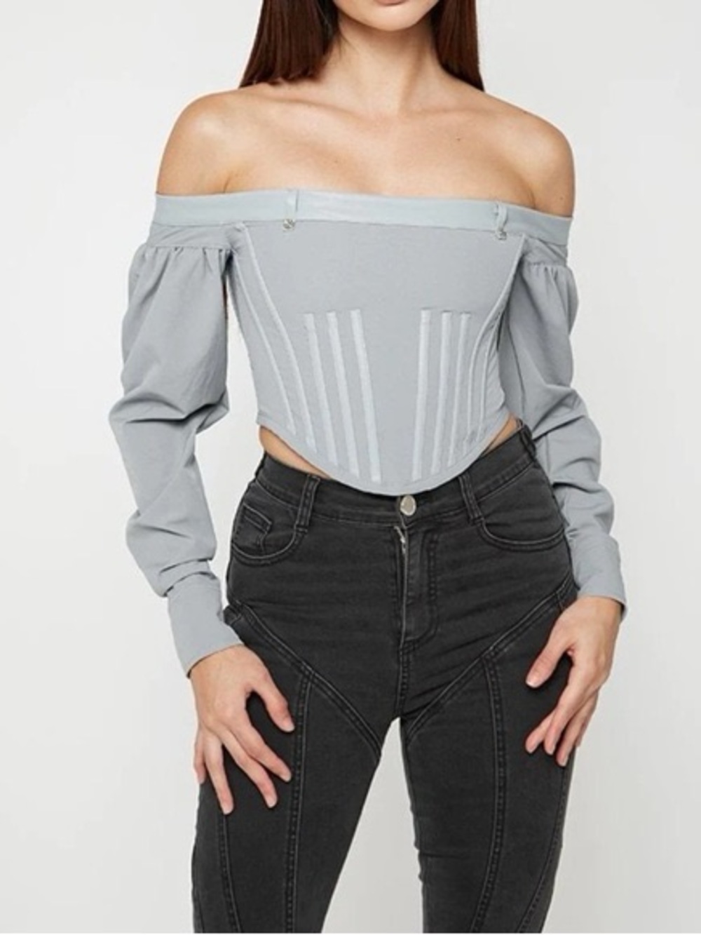 NWT MANIER DE VOIR Off-Shoulder Corset Top - Picture 2 of 7